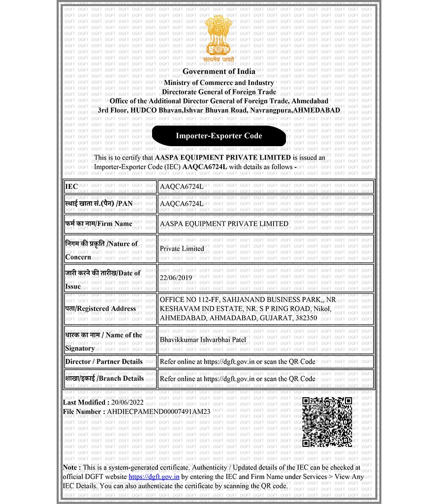 IEC Certificate AASPA