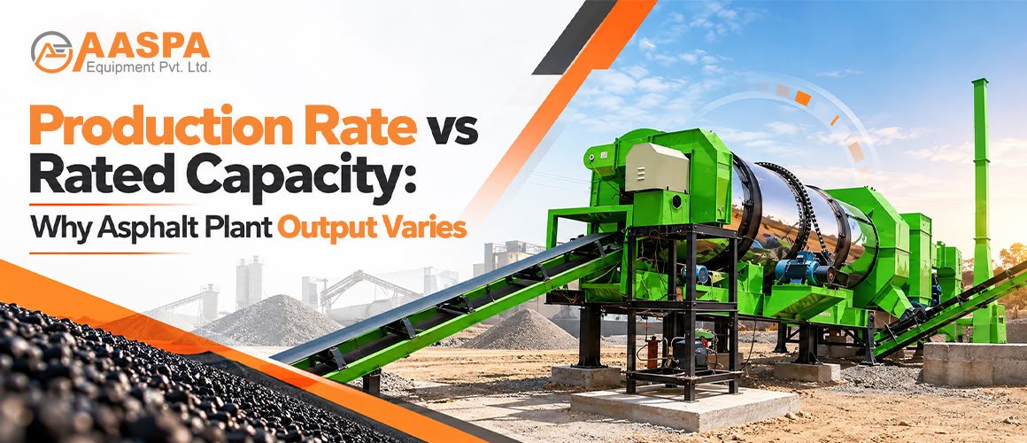 Asphalt plant output comparison showing production rate versus rated capacity